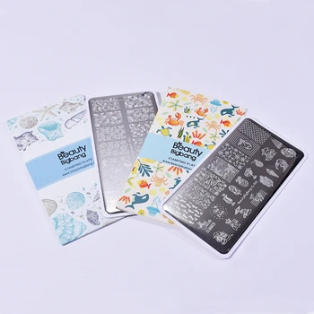 

Beautybigbang 2PCS Nail Stamping Template Set Sea Wave Fruit Flower Tree Cake Design Nail Art Stamp Stencil Plates