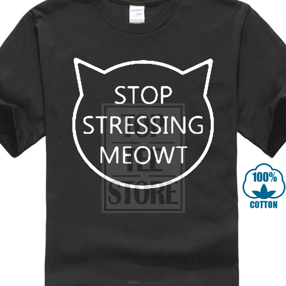 Высококачественная футболка с длинными рукавами надписью Stop undering Meowt Love Cats