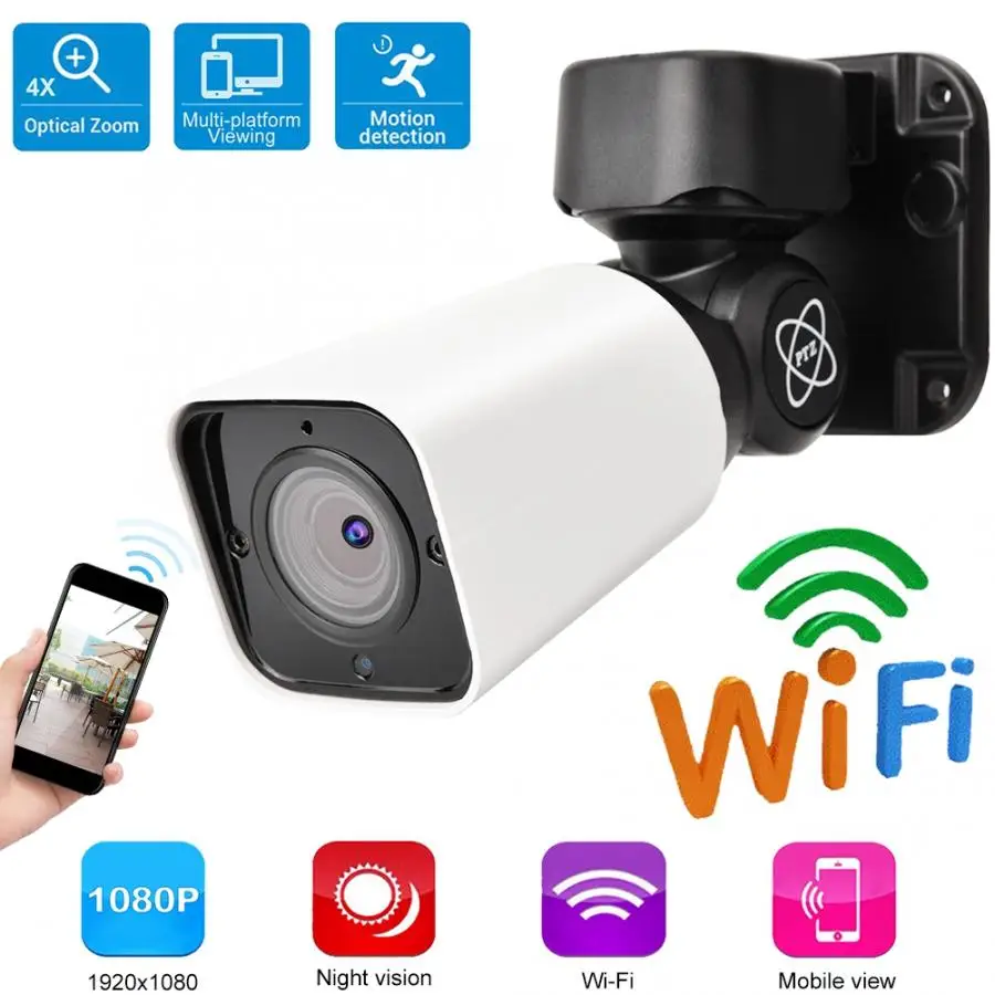 IP Camera 4 Times Optical Zoom 1080P HD WiFi  Security Camera, Security WiFi Camera with  360-degree scan, cruise, IR