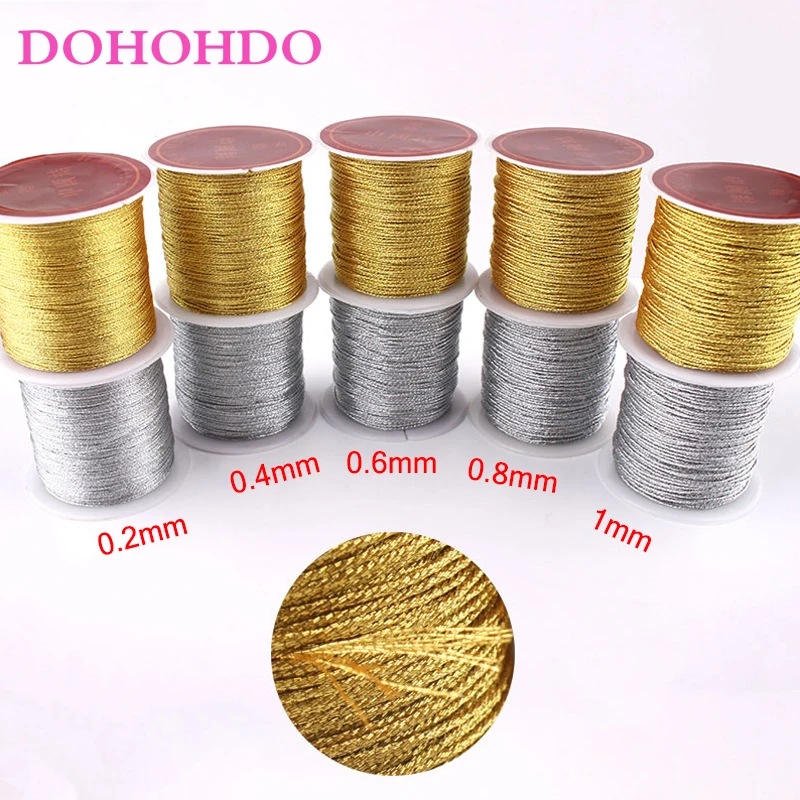 

High Quality 0.2mm 0.4mm 0.6mm 0.8mm 1mm Gold Silver Cord Nylon Cord Thread String Rope Bead Wires DIY Bracelet Jewelry Making