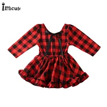Милое красное платье в клетку для маленьких девочек; платья трапециевидной формы в английском стиле с длинными рукавами и оборками; Вечерние платья на Рождество; сезон осень; От 0 до 5 лет