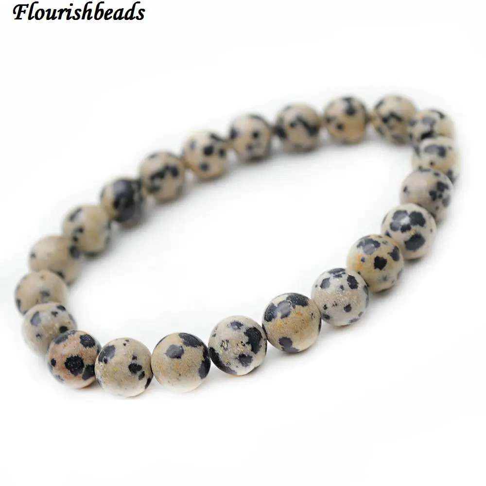 8 мм натуральный далматинский яшма камень круглые бусины эластичная линия браслеты Модные женские ювелирные изделия