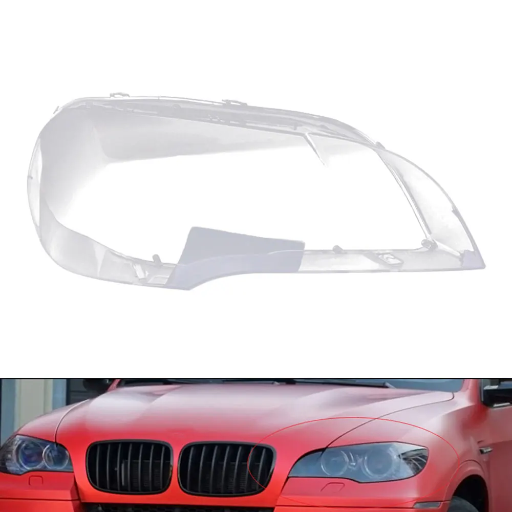 Автомобильная Прозрачная крышка для фары, запасная крышка для BMW X5 E70 2008-2013, автомобильная передняя фара, корпус, покрытие из поликарбоната, водонепроницаемая крышка для фар S23 - Цвет: Left