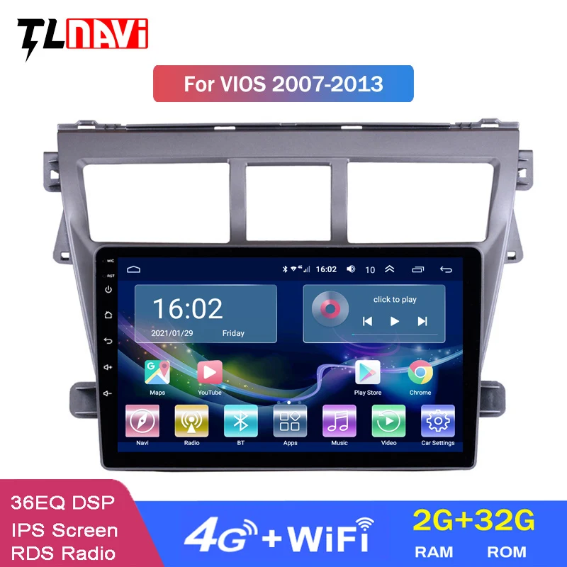 4G LTE 2G RAM Android 10 автомобильный DVD мультимедийный плеер GPS для Toyota Vios YARIS 2008-2013 аудио