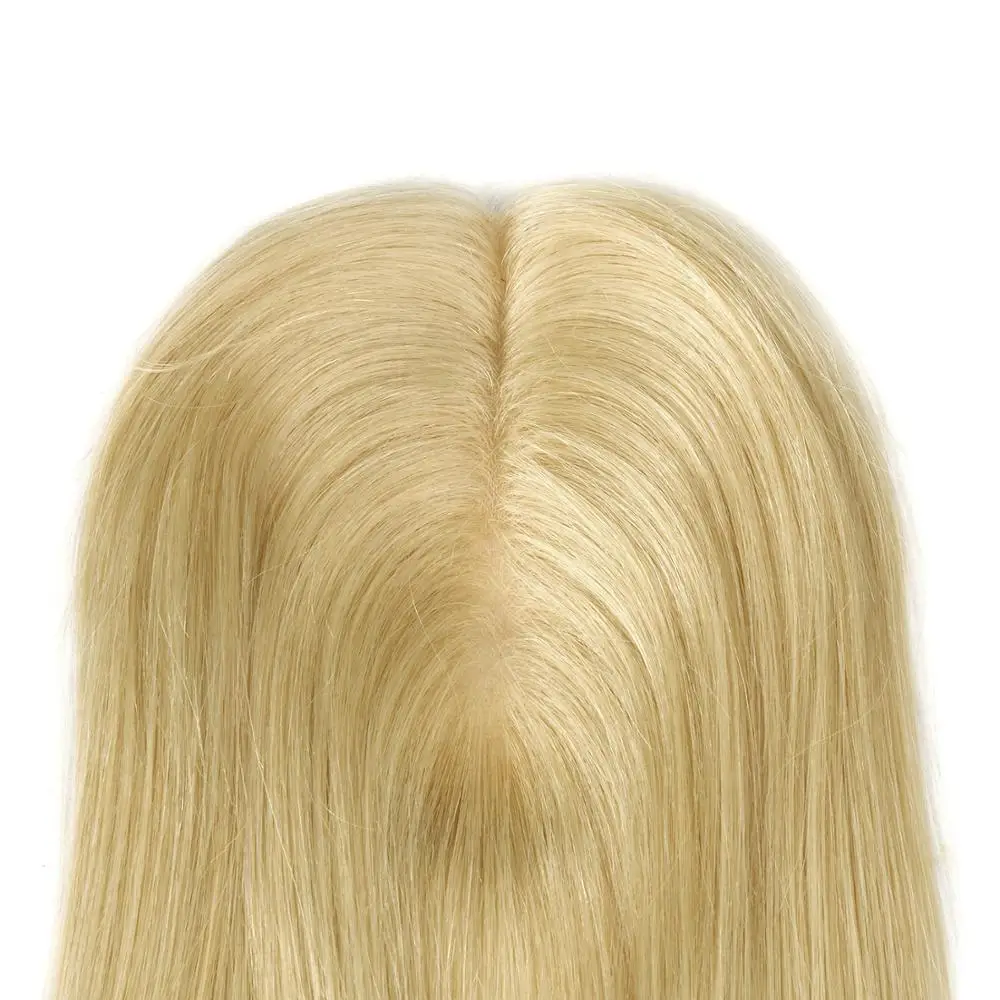 Neitsi 14 inch 12cm * 5cm Virgin Cuticle Remy Human Hair Toppers Wig 100% Straight Real Hair Pieces PU Base Toupee For Women