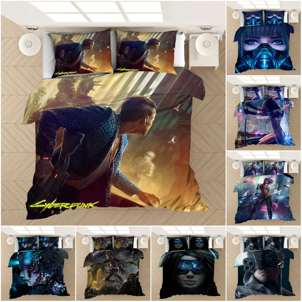 

Game: Cyberpunk 2077 Future World Cosplay Bedding Set Kids Boy Girl Bedroom Decoration Quilt Duvet Covers Twin Full Queen King