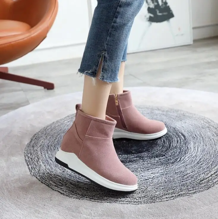 

Women Winter Boots Flock Ankle Snow Boots Female Warm Fur Plush Insole High Quality Botas Mujer Zip Shoes Fashion Martin Boots
