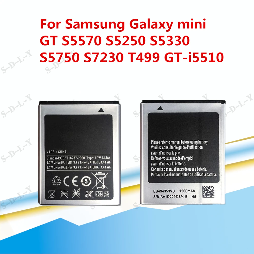 Сменный аккумулятор 1200 мАч EB494353VU для Samsung Galaxy mini GT S5570 S5250 S5330 S5750 S7230 T499 +