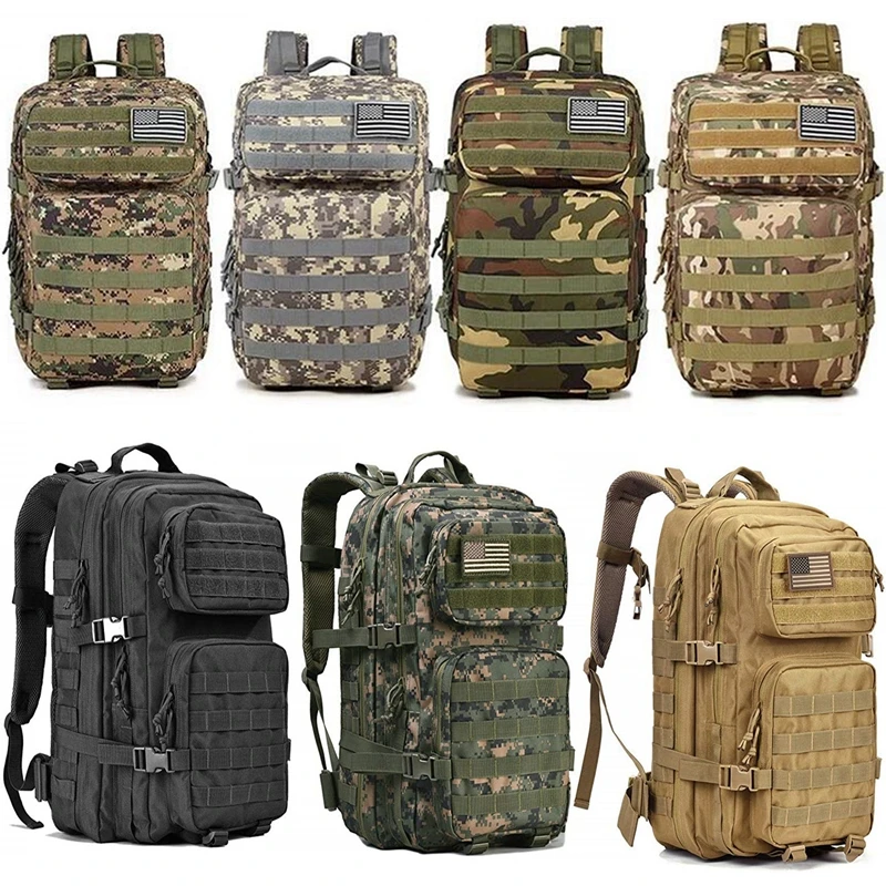 Mochila táctica militar 45L Army 3 días Assault Pack Bag Large Nylon 900D  Hombre Mochila Molle, Rojo -, Mochilas tipo mochila