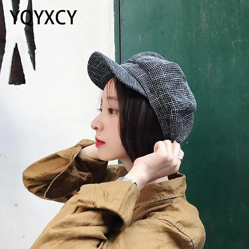 

Women Hat Octagonal Cap Korean Vintage Painter Hat Beret Female Sunshade Vintage Bonnet Retro Newsboy Cap 2020 New Fashion