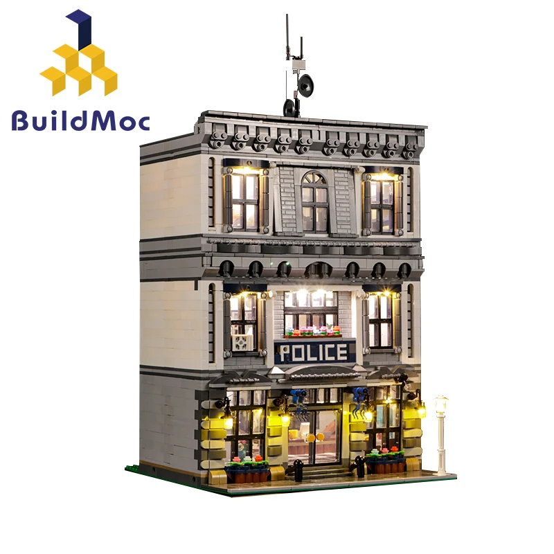 BuildMOC 21474 конструктор со светодиодной подсветкой городской полицейский участок