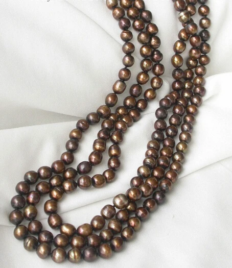 N3469 Noble 3strands gold FW pearl Necklace flower shell clap% Discount AAA