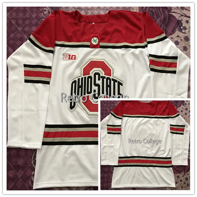 

Ohio State Buckeyes Hockey Jersey retro throwback MEN'S Hockey Jersey Embroidery Stitched Customize any number and name