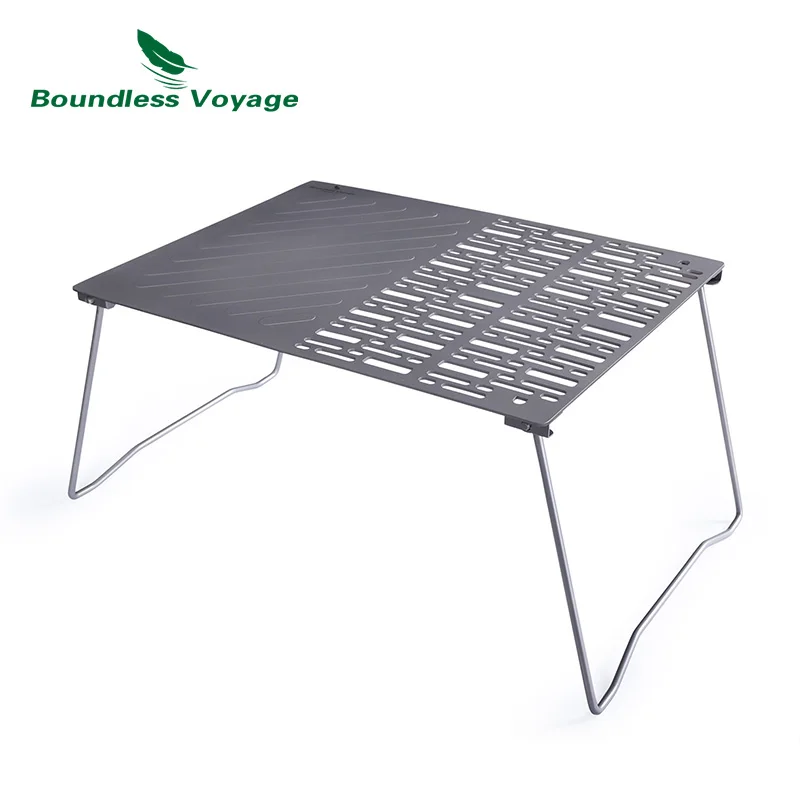 

Boundless Voyage Titanium Charcoal BBQ Grill Net with Folding Legs for Camping Beach Picnic Meat Food Barbecue Desk Tabletop