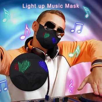 

Luminous Mask Optical Fiber App Luminous Led Colorful Glowing Nightclub Party Bar Bungee Rechargeable Protective Mask For Party