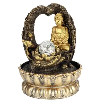 

Resin LED Buddhist Statue Tabletop Water Fountain Ornaments with Water Pump Landscape Decoration EU US Plug