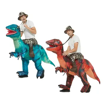 

Adult Halloween Funny Inflatable Dinosaur Rider Costume Festival Carnival Cosplay Riding Velociraptor Suit Fancy Dress