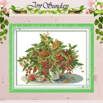 

Free Ship Cherry Vase Patterns Counted Cross Stitch 11CT 14CT Cross Stitch Sets Chinese Cross-stitch Kits Embroidery Needlework