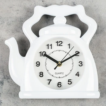 

Wall clock, series: Kitchen, "Teapot", white 24x24 cm, smooth running