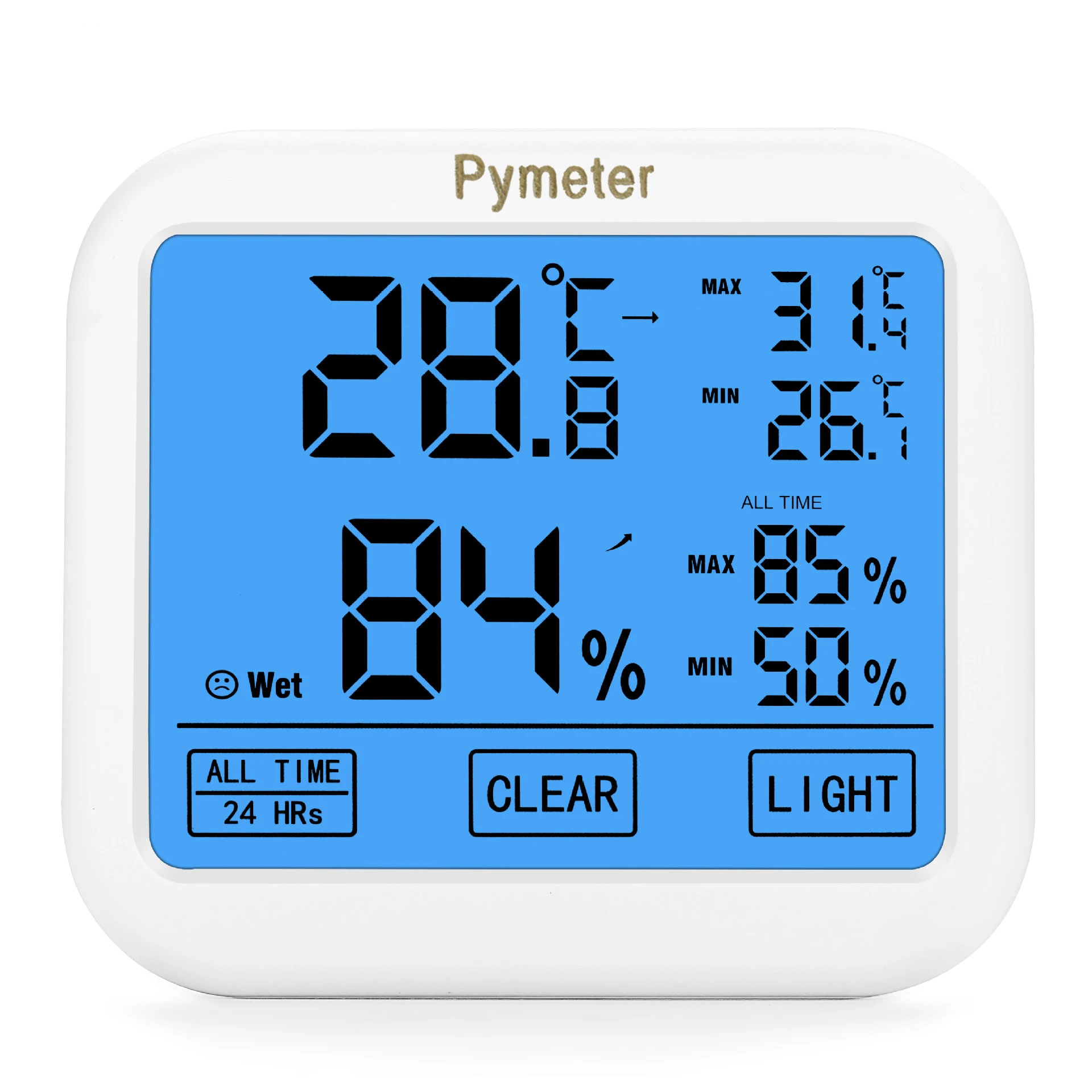 Temperature Humidity Meter Thermometer Hygrometer Home Indoor Weather Station Digital LCD Touch Screen Backlight