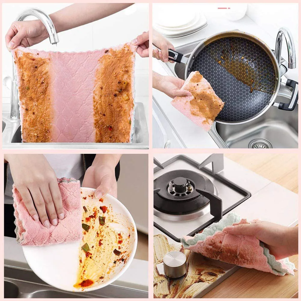 Microfiber Kitchen Dish Cloths 10pcs Super Absorbent High-efficiency Tableware Household Cleaning Towel