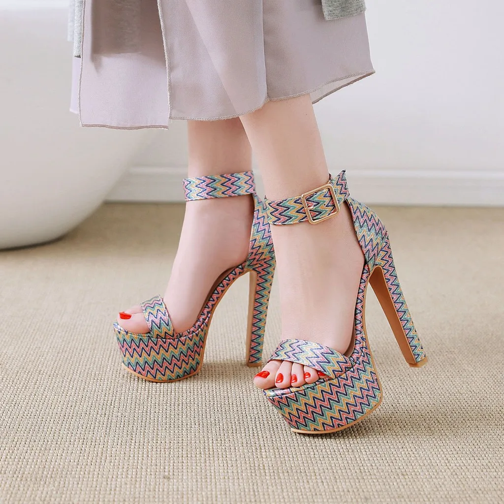 

New Spring Autumn Platform High Heels Women Fashion High Heels 16cm Heels Ankle Strap Platform Pumps Party Wedding Shoes