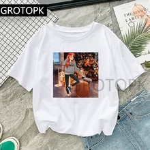 GROTOPK Funny Sport Girl Ariel Spoof T Shirt Cotton O-Neck The Little Mermaid Print Casual Short Sleeve Harajuku Women's T-Shirt