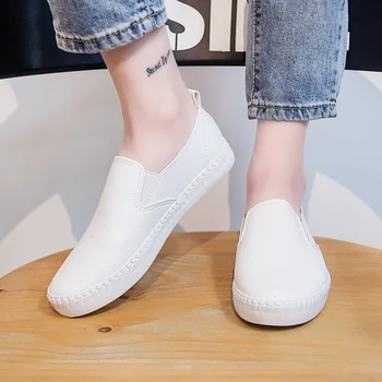 

Women Shoes Flats Summer Autumn New Fashion Casual Flats Solid Breathable Simple Women Casual White Leather Sneakers Women