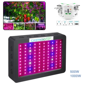 

500/1000W LED Grow Light Indoor Hydro Flower Grow Panel+Adapter Converter