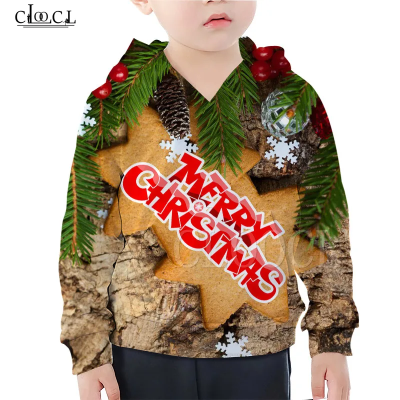 children hoodies 4 Осенне-зимняя толстовка с капюшоном с 3D принтом рождественской елки для девочек и мальчиков; детские толстовки с капюшоном больших размеров; рождественские подарки - Цвет: children hoodies 4