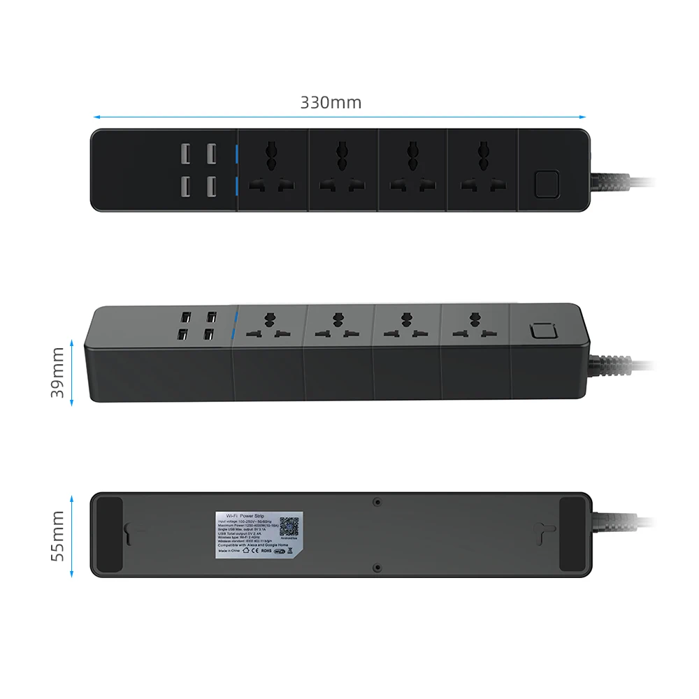 Tira de Energia Funciona com Alexa Wifi Inteligente Universal Googlehome Multi Plug Quatro Leva 4 Tomada ac Usb Voz Contro Reino Unido - ue Eua au - Image 4