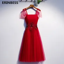 Винтажное короткое платье для выпускного вечера es vestido de festa, Бордовое платье для выпускного вечера длиной до середины икры, вечерние платья для женщин