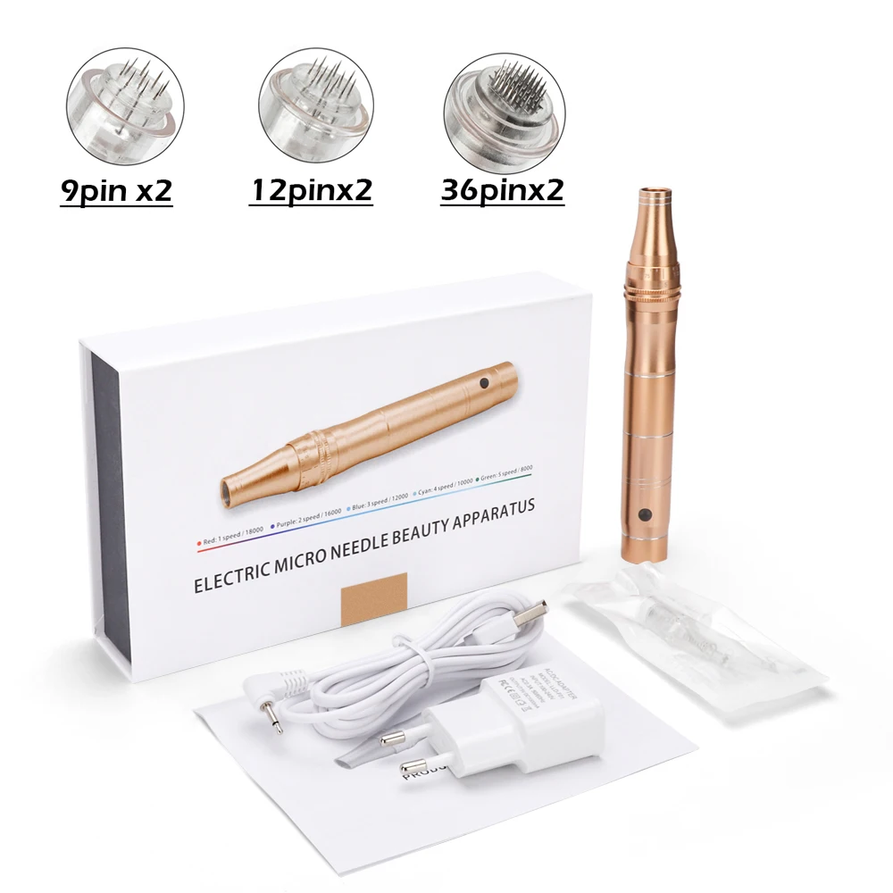 Electric Micro Tiny Needles Derma Pen Professional Wireless Electric Dr Pen with 6Pcs Needles Microneedling Tattoo Gun Skin Care