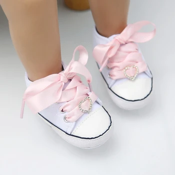 

2019 Fashion Baby Girls Toddler Soft Soled First Walkers Breathable Satin Lace-Up Anti-Slip Shoes Sneakers