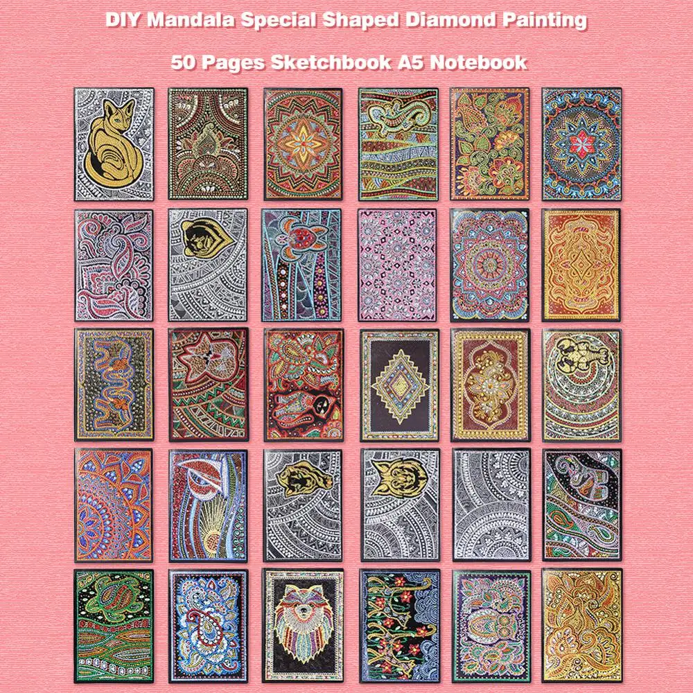 DIY Bear Special Shaped Diamond Painting 50 Pages A5 Sketchbook Notebook Gift