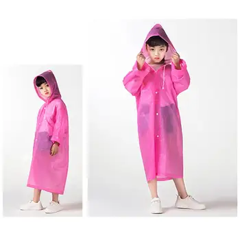 

Raincoat 1PC Portable Kids Waterproof Protective Reusable Drawstring Hooded Button Raincoat Poncho fast shipments