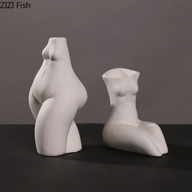 Nordic Nude Figures Vase Human Body Ceramic Vases Bust Character Plant Pots Decorative Flower Arrangement Home Decoration Modern 4
