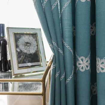 

Modern Embroidered Cotton Curtains For Living Room Bedroom Balcony Flowers Drepes Custom Curtains Fabric Window Treatment Panels