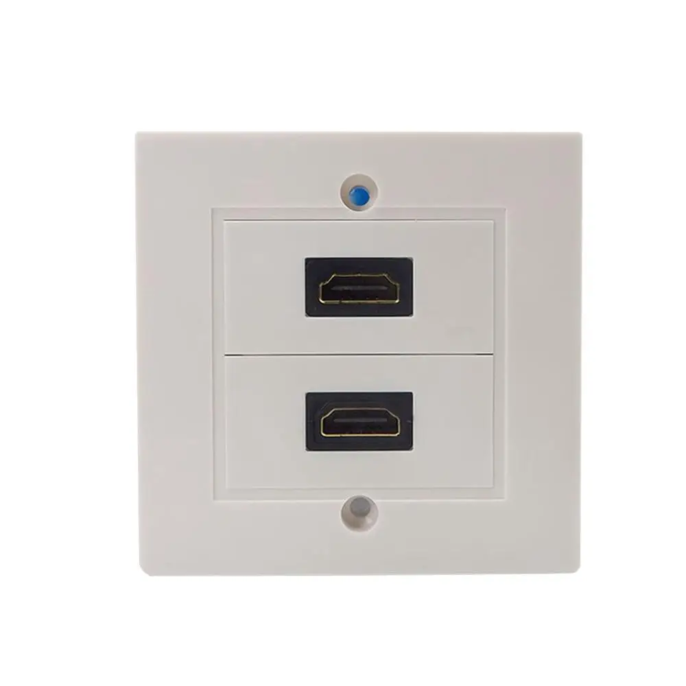 

Practical Double Connection Port White Hdmi Lead Wall Plate Full Hd 1080 Tv Cable Faceplate Socket Connector