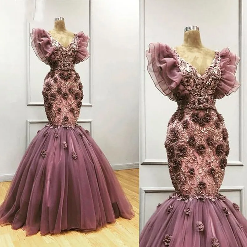 2020 Abendkleider Дубай вечернее платье Русалка robe de soiree abiye великолепные Цветочные
