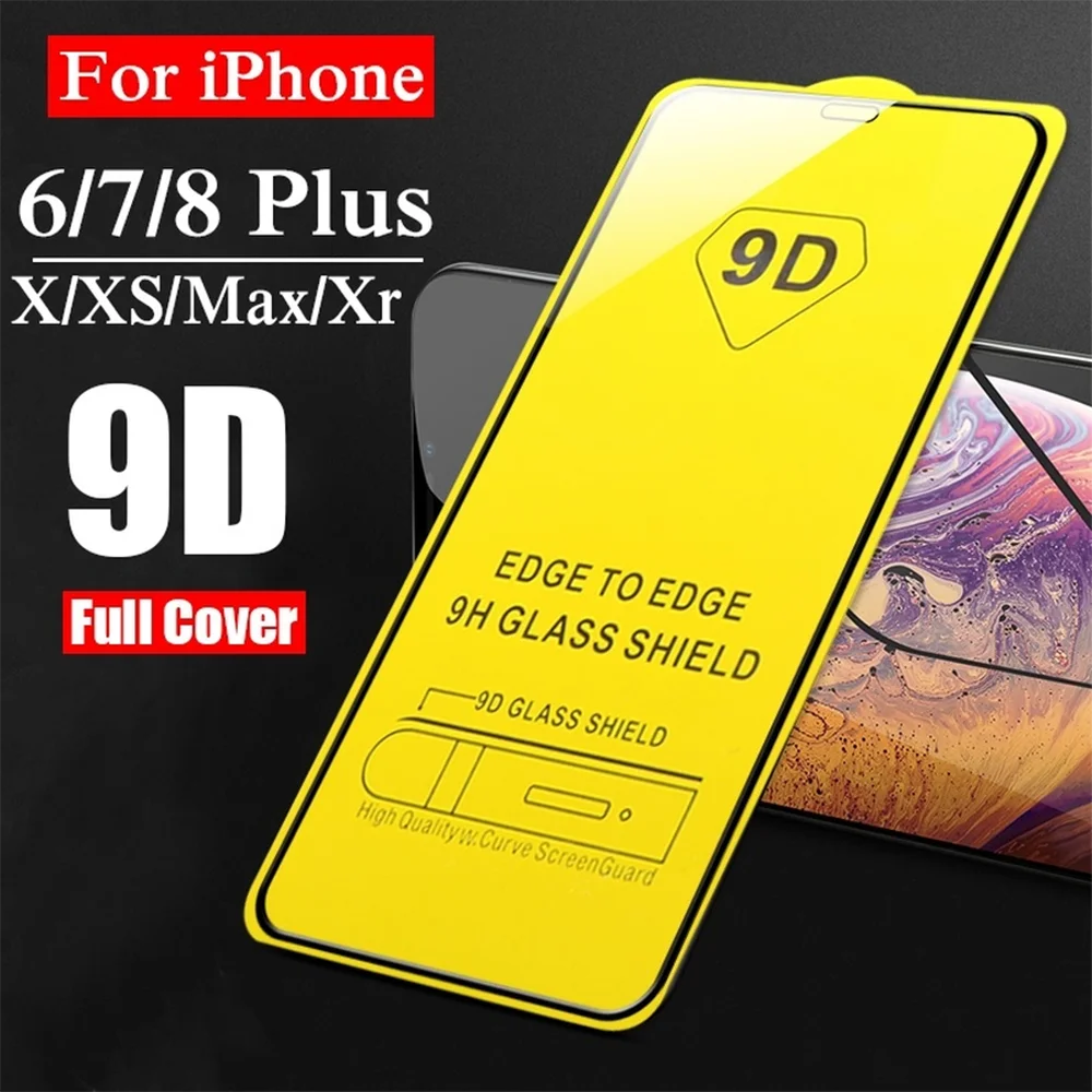 Tempered Glass for Iphone 11 Pro Max X XR XS MAX 6 6s 8 7 Plus Protective Full Screen Protector Accessories Original 9D | Мобильные