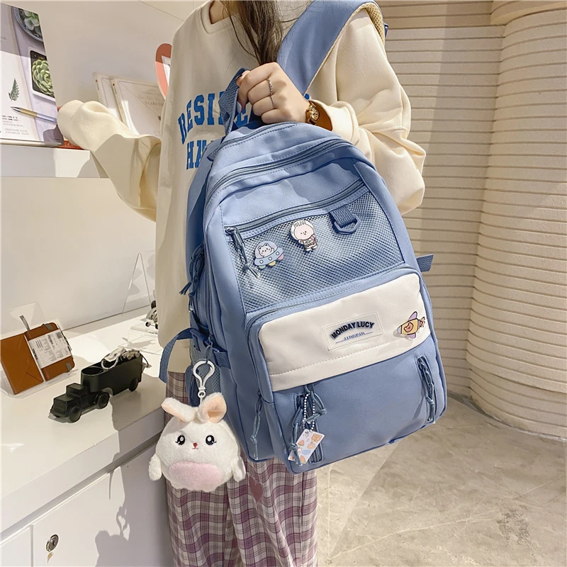 HOCODO Nylon Waterproof Women Backpack College Style Pure Color Schoolbag For Teenage Girls Cute Casual Travel Backpack Bookbag classy backpack