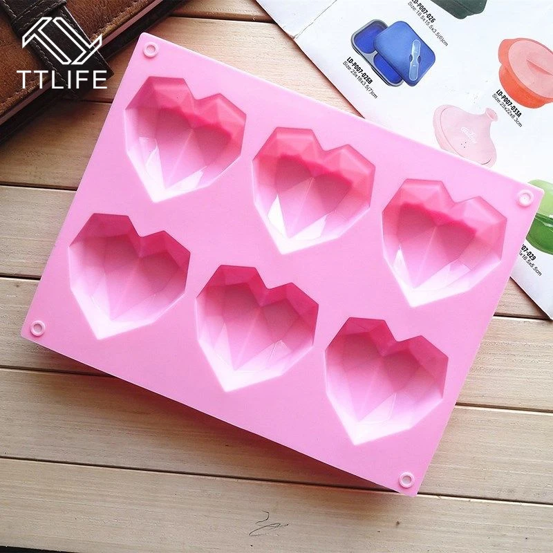 TTLIFE форма для торта 6 полости силиконовая форма для украшения торта инструменты Алмазное сердце форма для выпечки форма для мыла мусс Кондитерские инструменты