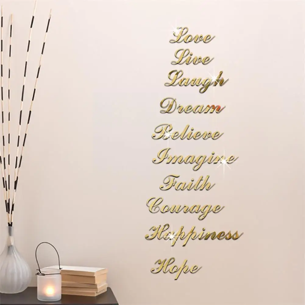 Set Acrylic Mirror Effect QuoteAcrylic Silver Decals Wall Stair Home Decor Quote Art Room Sticker Word F4Y0 | Дом и сад