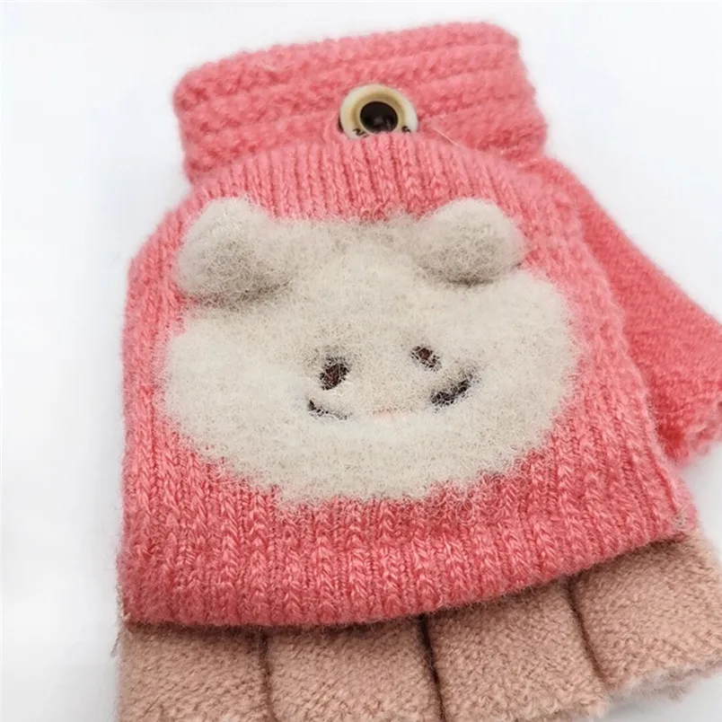 10,5X6,5 см Детские Зимние теплые трикотажные откидной Топ митенки без пальцев перчатки Rekawiczki 30SE26