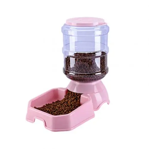 Pink Square Food 1 шт. практичная 3.8L Автоматическая питательная миска для собак, большая емкость, держатель для воды, питания для домашних животных - Цвет: Pink Square Food