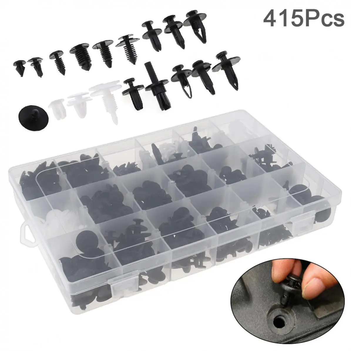 18 Kinds 415pcs Universal Plastic Car Body Bumper Push Pin Clip Rivets