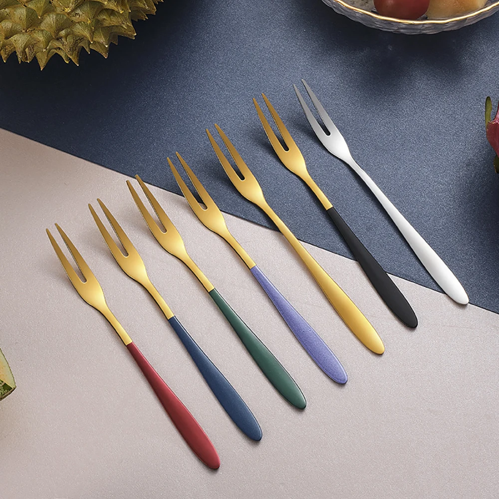 5 pcs Fruit Forks Stainless Steel Creative Salad Picks for Restaurant Home 5 pcs Fruit Forks Stainless Steel Creative Salad Picks for Restaurant Home