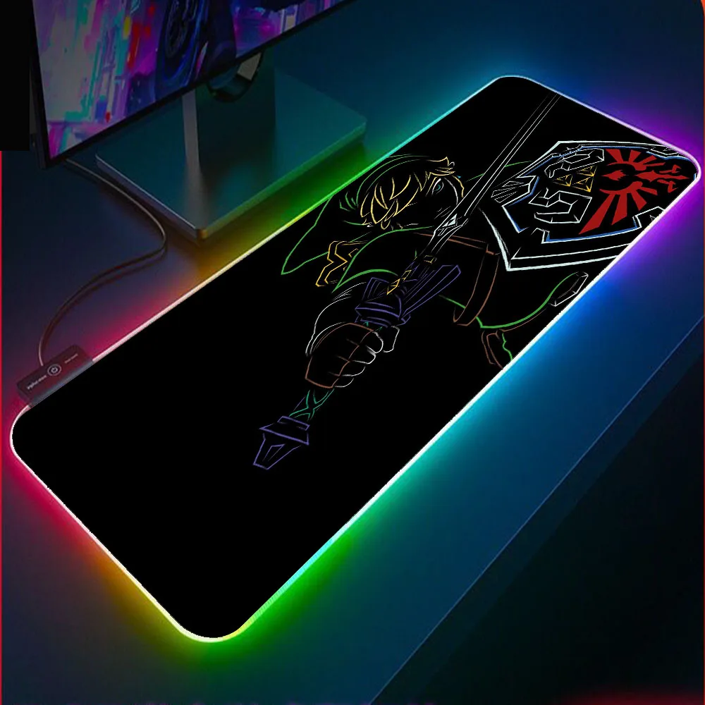 

XGZ Game Wild The Legend of Zelda RGB Large Mouse Pad Glowing LED Laptop with Lock Gaming Accessories Gamers Keyboard Carpet Pad