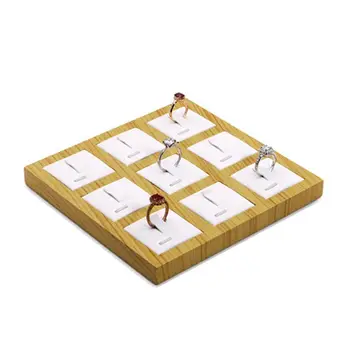 

Log 9 Slots Wood Ring Display Holder Jewelry Showcase Display Organizer Stand